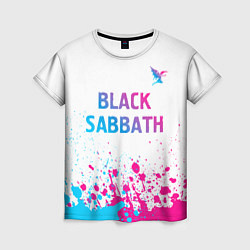 Футболка женская Black Sabbath neon gradient style посередине, цвет: 3D-принт