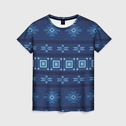 Футболка женская Blue tribal geometric, цвет: 3D-принт