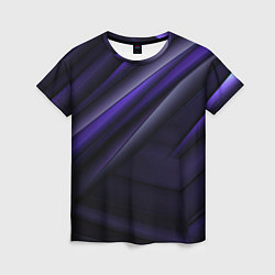 Футболка женская Черный фиолетовый фон с абстракцией, цвет: 3D-принт