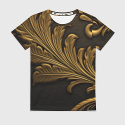 Футболка женская Золотые узоры листья объемные, цвет: 3D-принт