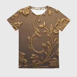 Футболка женская Золотые объемные узоры абстракт, цвет: 3D-принт