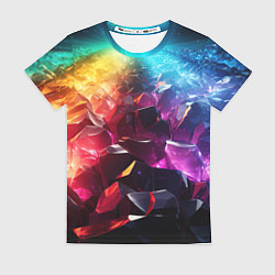 Футболка женская Радужные блестящие камни, цвет: 3D-принт