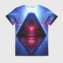 Футболка женская Фиолетовое свечение за треугольной абстракцией, цвет: 3D-принт