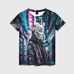 Женская футболка Тинейджер в кибернетическом шлеме