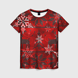 Женская футболка Рождественские узоры снежинки