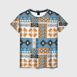 Женская футболка Этнический мозаичный геометрический паттерн