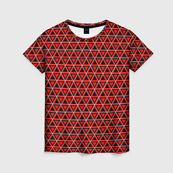 Футболка женская Красные и чёрные треугольники, цвет: 3D-принт