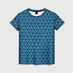 Футболка женская Синие и чёрные треугольники, цвет: 3D-принт