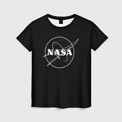 Футболка женская NASA белое лого, цвет: 3D-принт