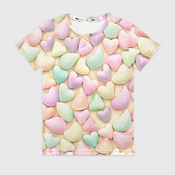 Женская футболка Сердечки розовые конфетки