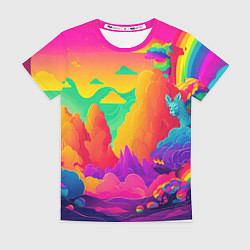 Футболка женская Яркие краски перетекают в радугу, цвет: 3D-принт
