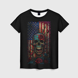 Футболка женская Skull - USA, цвет: 3D-принт