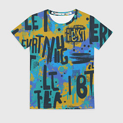 Женская футболка Крупные буквы на цветном фоне