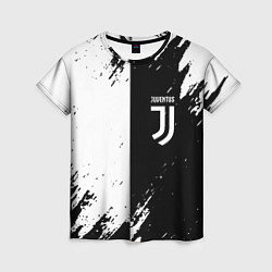 Футболка женская Juventus краски чёрнобелые, цвет: 3D-принт
