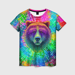 Женская футболка Цветной медведь
