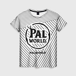 Женская футболка Символ Palworld на светлом фоне с полосами