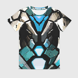 Женская футболка Синяя броня киберпанк