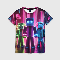 Футболка женская Minecraft characters - neon glow, цвет: 3D-принт