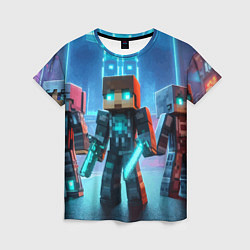 Футболка женская Minecraft - ai art neon, цвет: 3D-принт
