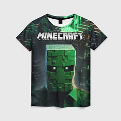 Футболка женская Minecraft зеленый персонаж каменные джунгли, цвет: 3D-принт