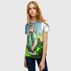 Футболка женская Minecraft персонаж зеленый мир, цвет: 3D-принт — фото 2