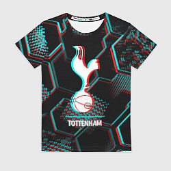 Футболка женская Tottenham FC в стиле glitch на темном фоне, цвет: 3D-принт