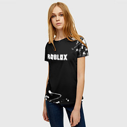 Футболка женская Roblox текстура краски белые, цвет: 3D-принт — фото 2