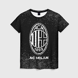 Футболка женская AC Milan с потертостями на темном фоне, цвет: 3D-принт