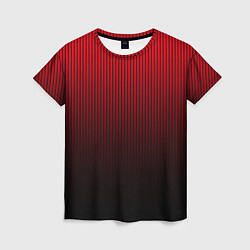 Футболка женская Красно-чёрный градиент в полоску, цвет: 3D-принт