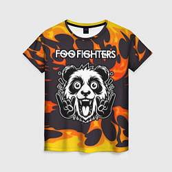 Футболка женская Foo Fighters рок панда и огонь, цвет: 3D-принт