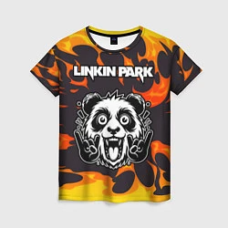 Футболка женская Linkin Park рок панда и огонь, цвет: 3D-принт