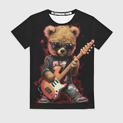 Футболка женская Плюшевый медведь музыкант с гитарой, цвет: 3D-принт