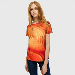 Футболка женская Оранжевые объемные круги, цвет: 3D-принт — фото 2