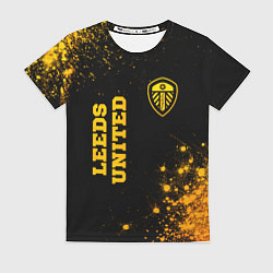 Футболка женская Leeds United - gold gradient вертикально, цвет: 3D-принт