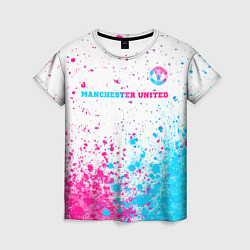 Футболка женская Manchester United neon gradient style посередине, цвет: 3D-принт
