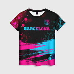 Женская футболка Barcelona - neon gradient посередине