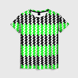 Футболка женская Вертикальные чёрно-зелёные полосы, цвет: 3D-принт