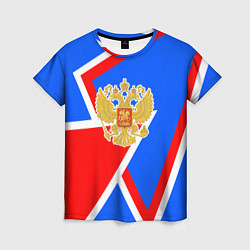 Футболка женская Герб России - патриотические цвета, цвет: 3D-принт