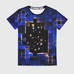 Футболка женская Окно в пространство - синие кубы, цвет: 3D-принт