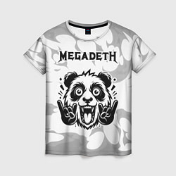 Футболка женская Megadeth рок панда на светлом фоне, цвет: 3D-принт