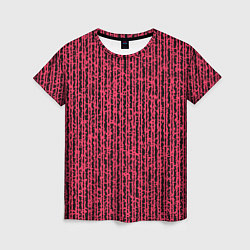 Футболка женская Чёрно-розовый абстрактный полосы, цвет: 3D-принт