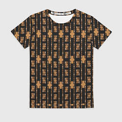 Женская футболка Коричневые кирпичики на чёрном фоне