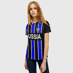 Футболка женская Россия- черно-синяя униформа, цвет: 3D-принт — фото 2
