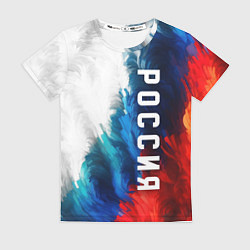 Футболка женская Россия триколор флаг, цвет: 3D-принт
