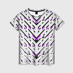 Футболка женская Black and purple stripes on a white background, цвет: 3D-принт