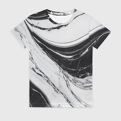 Женская футболка Мрамор черно-белый