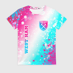 Футболка женская West Ham neon gradient style вертикально, цвет: 3D-принт