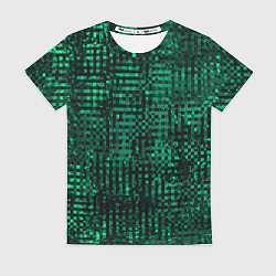 Футболка женская Чёрно-зелёный абстрактный, цвет: 3D-принт