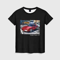 Футболка женская Ретро автомобиль Pontiac Firebird 1987 года, цвет: 3D-принт