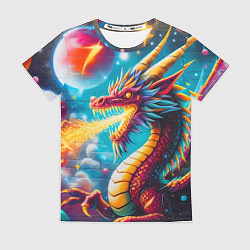 Футболка женская Космический дракон - граффити, цвет: 3D-принт